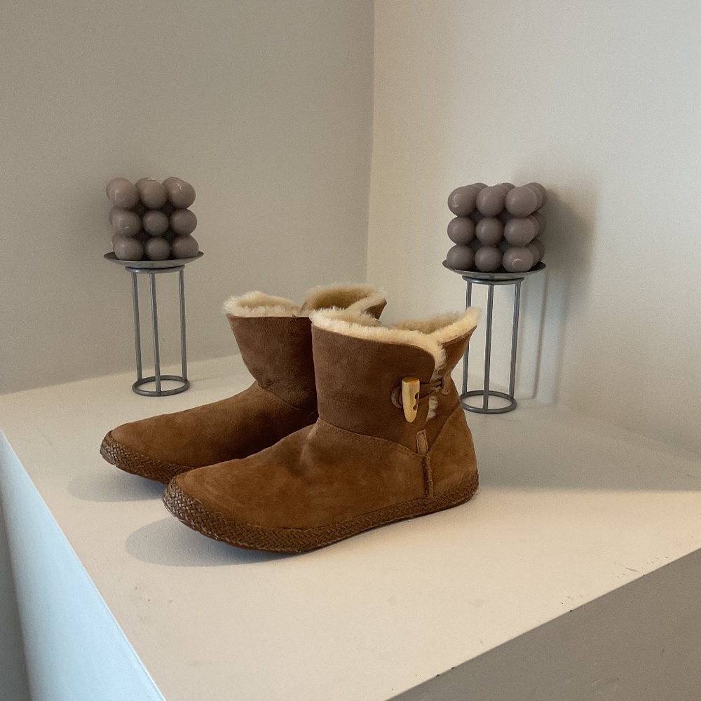 UGG Tan Shearling-Lined Slippers